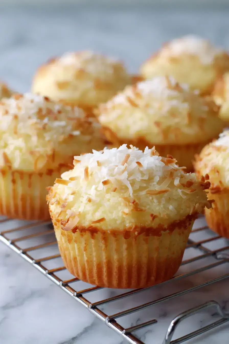 serving Fluffy Coconut Cream Cupcakes