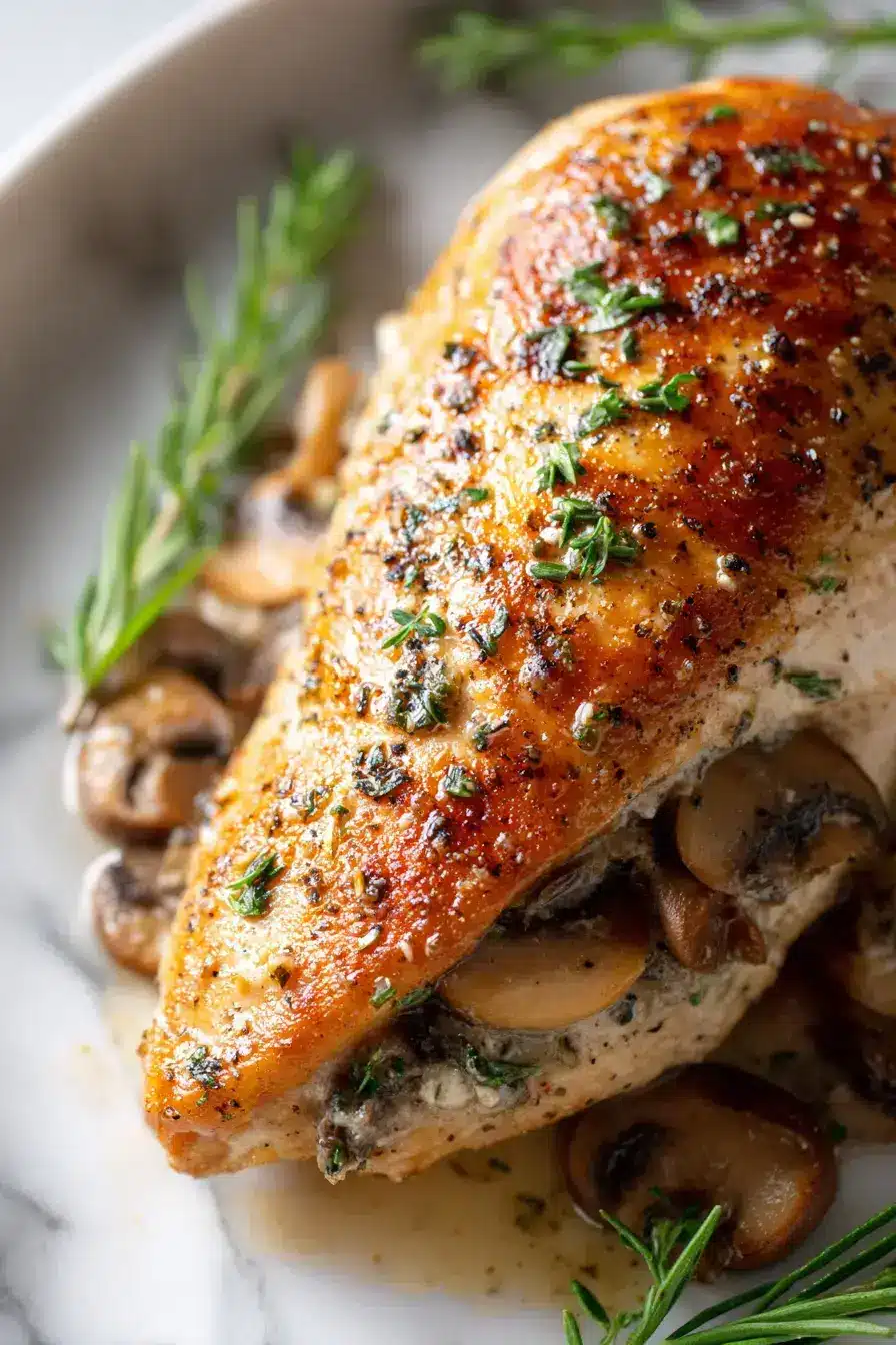 Garlic Butter Mushroom Stuffed Chicken