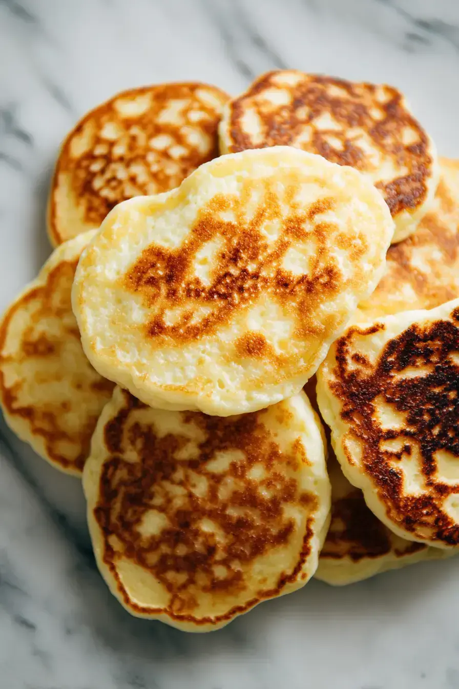 A beautiful plate of Greek yogurt pancakes served with fresh berries and syrup