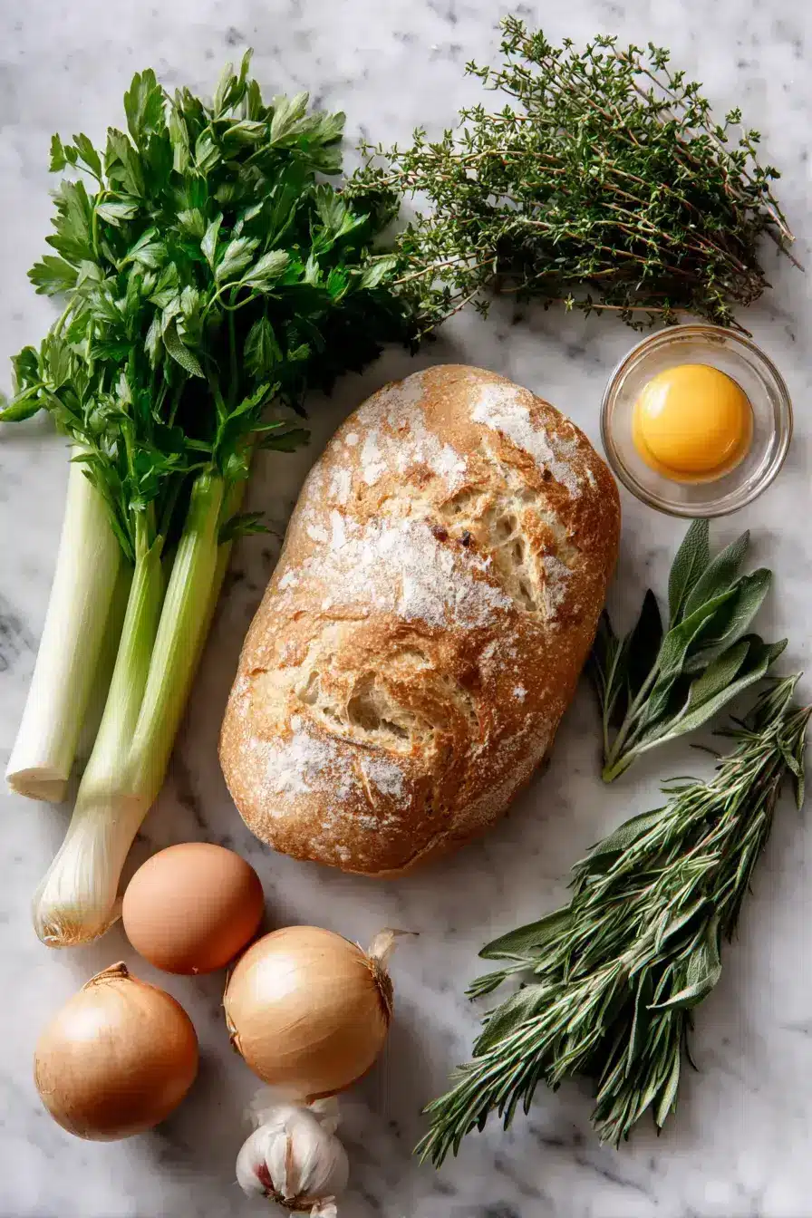 Ingredients for herb stuffing recipe