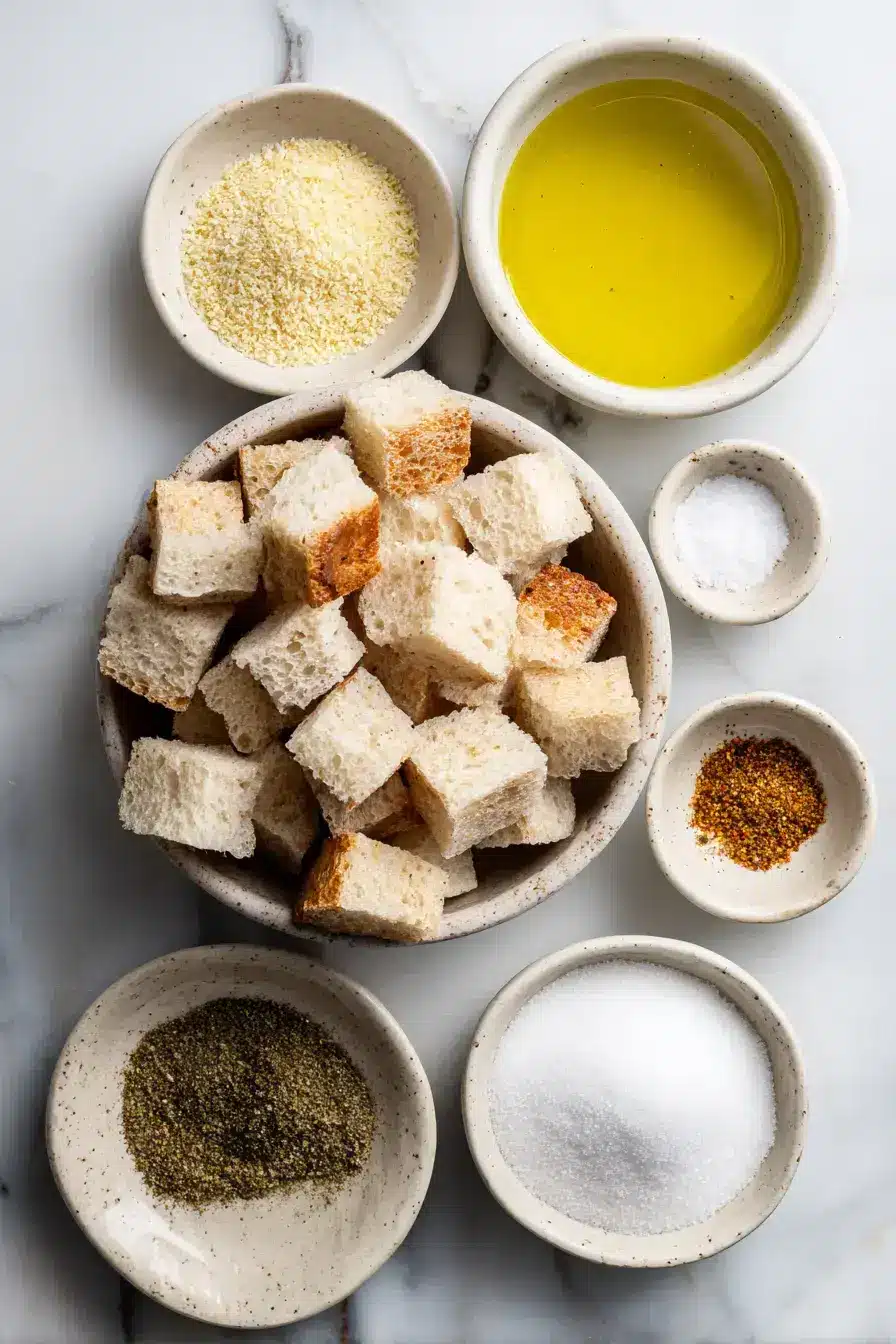 Simple ingredients for making homemade breadcrumbs from scratch
