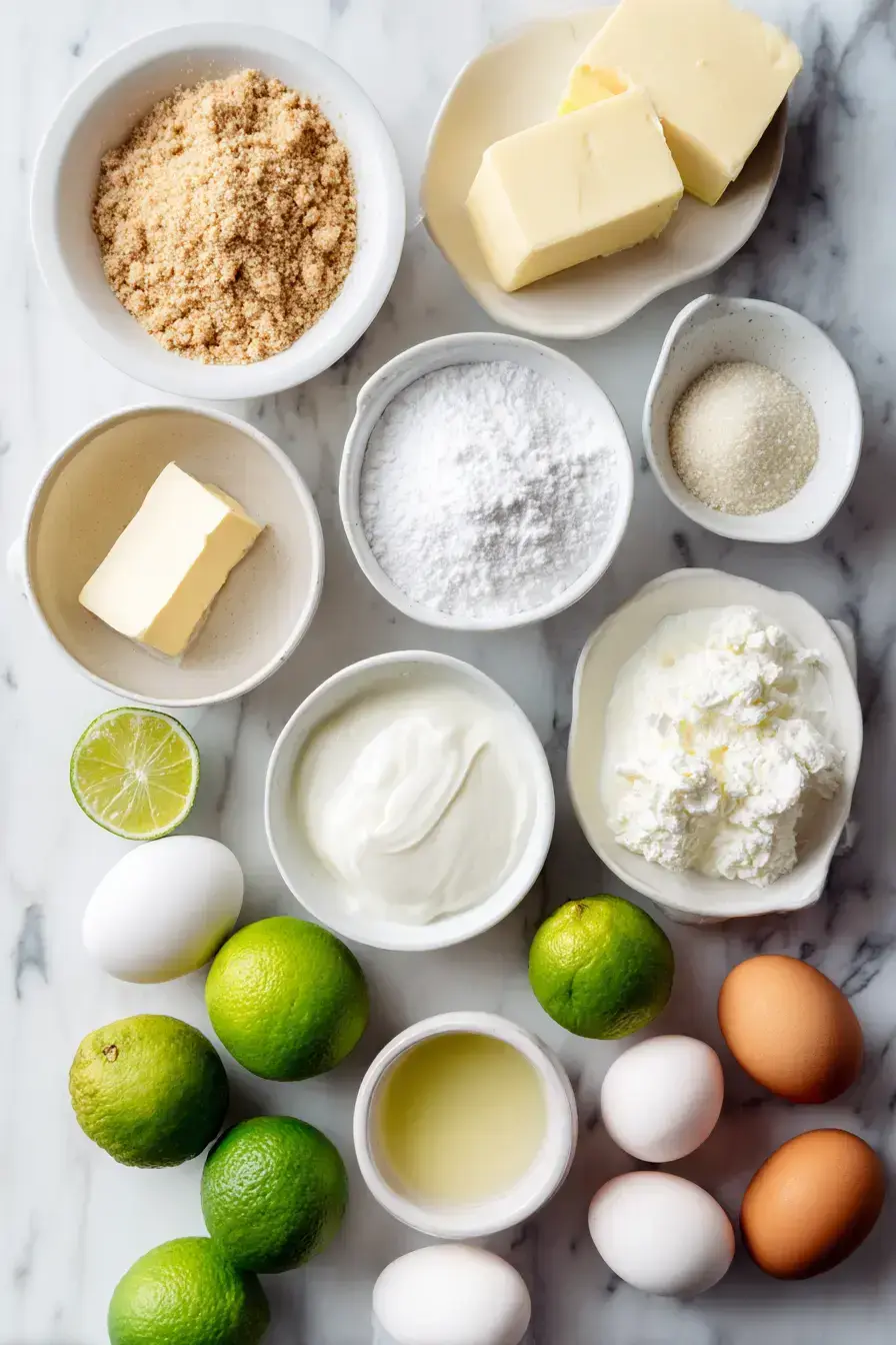 Key Lime Cheesecake ingredients layout