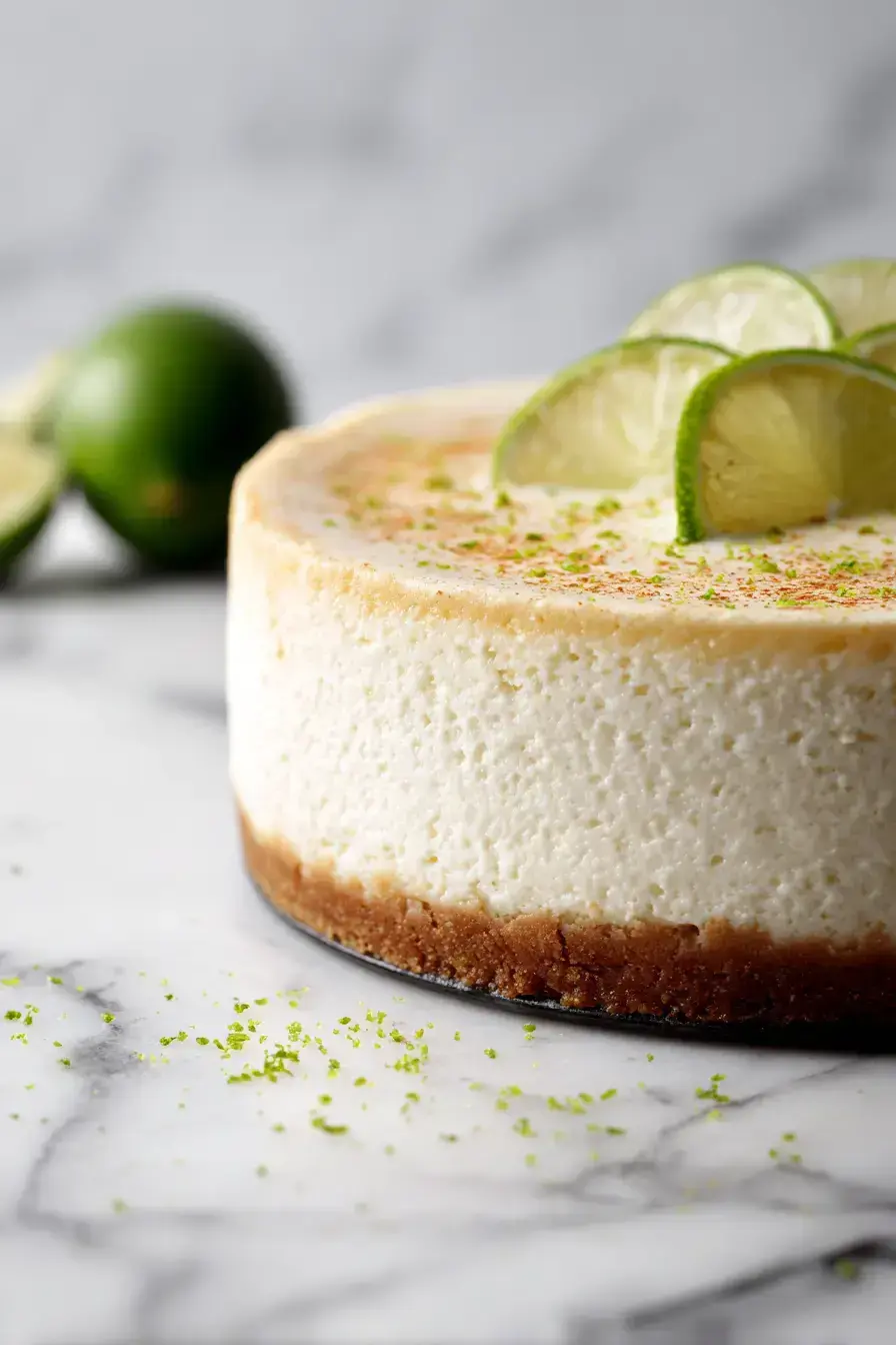 Key Lime Cheesecake serving suggestion with garnish