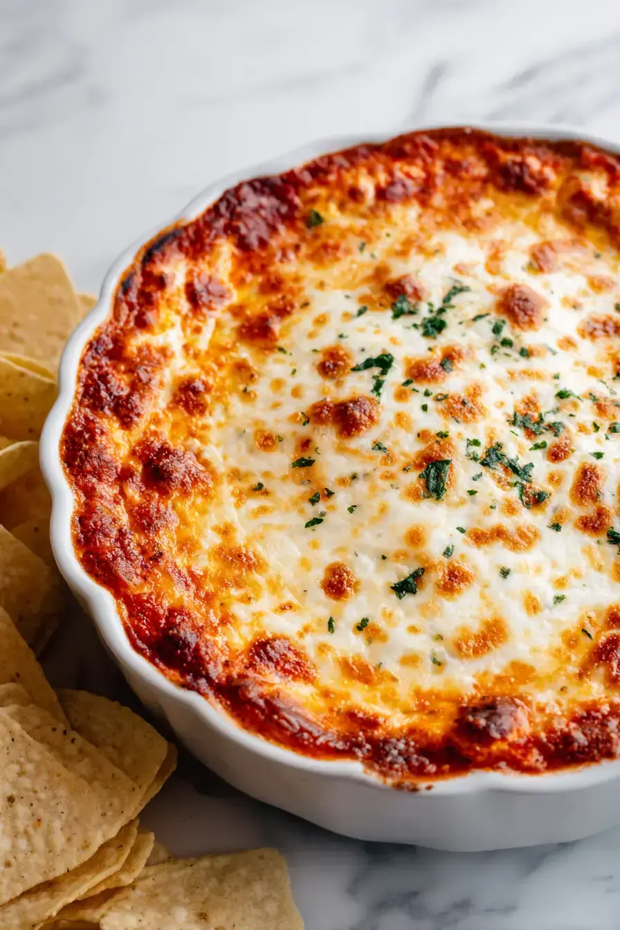 Lasagna 4 Cheese Dip served with various dippers at a cozy gathering