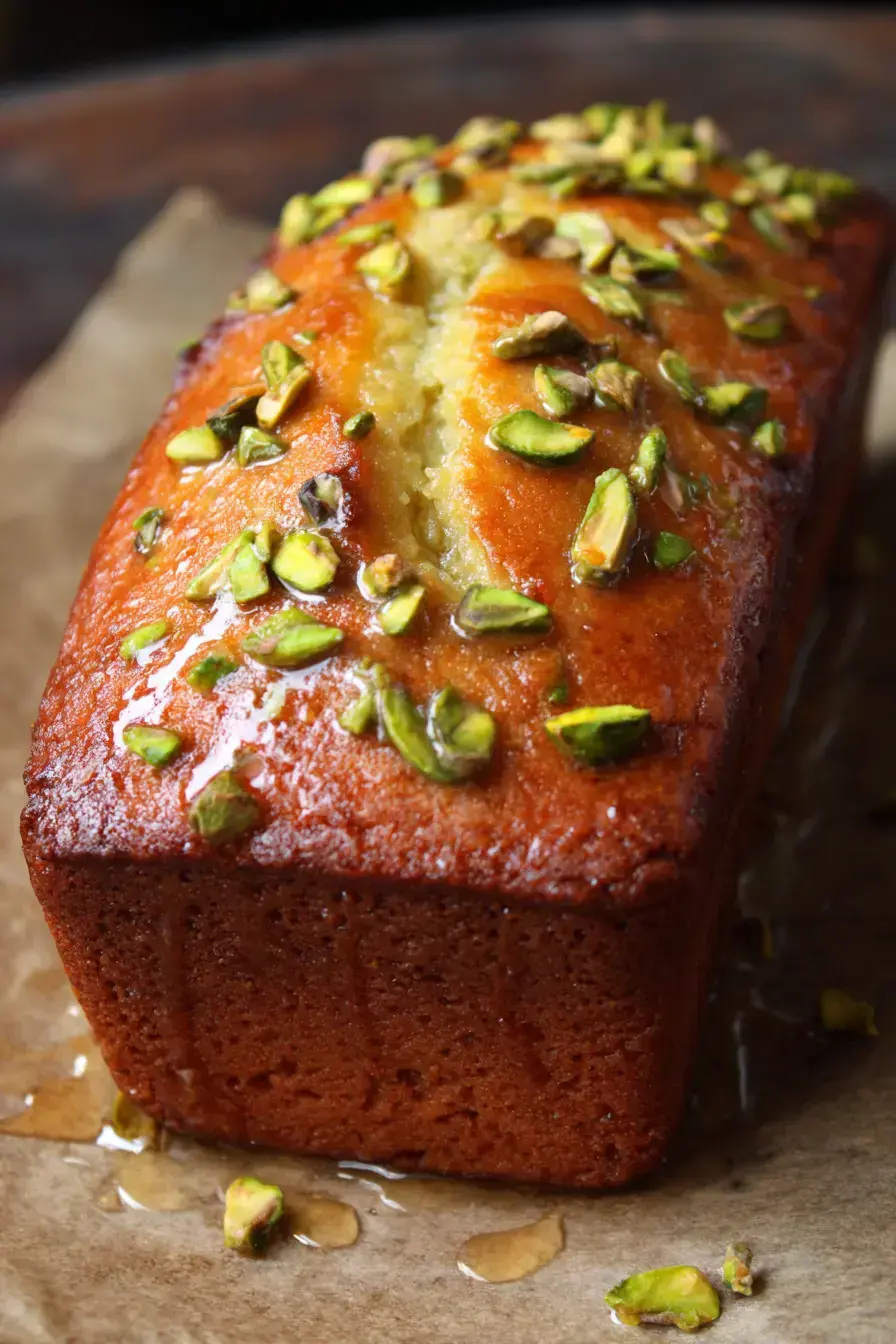 serving Lemon Pistachio Loaf for dessert