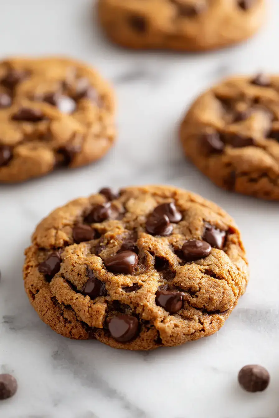 Fresh baked oatmeal chocolate chip cookies served with cold milk in a rustic setting