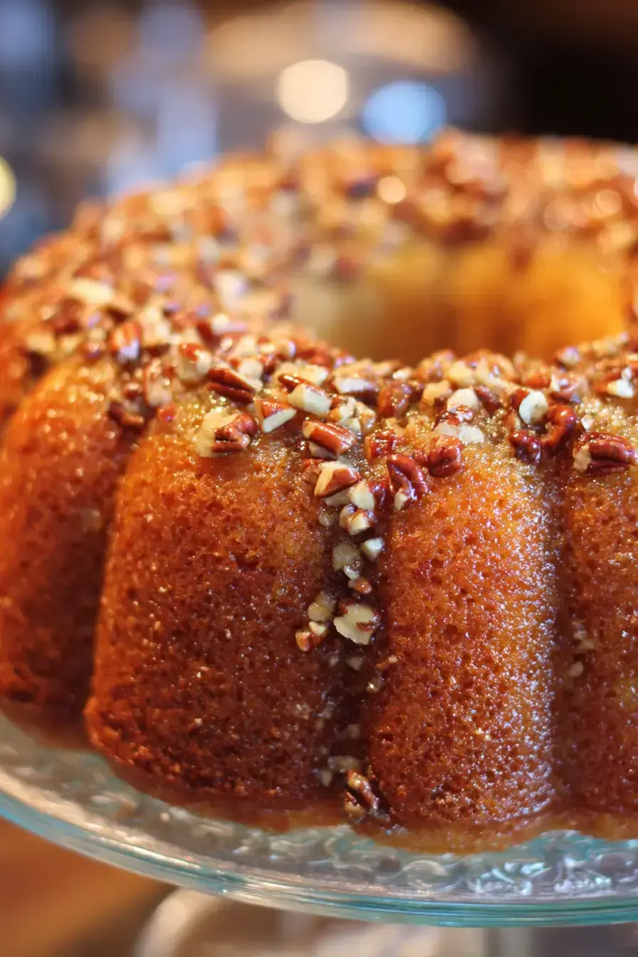 Classic Pecan Bundt Cake with Caramelized Topping