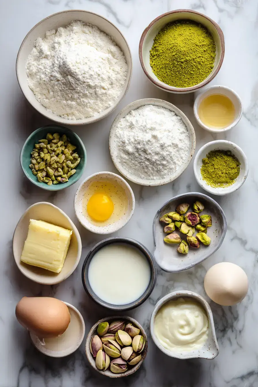 Pistachio Matcha Tarts ingredients