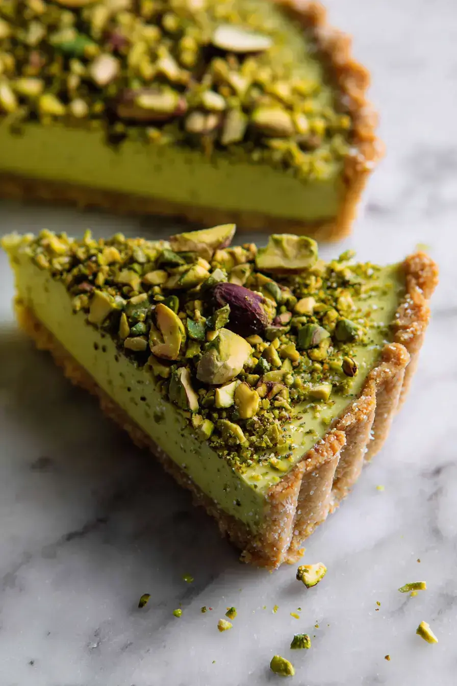 serving Pistachio Matcha Tarts for dessert