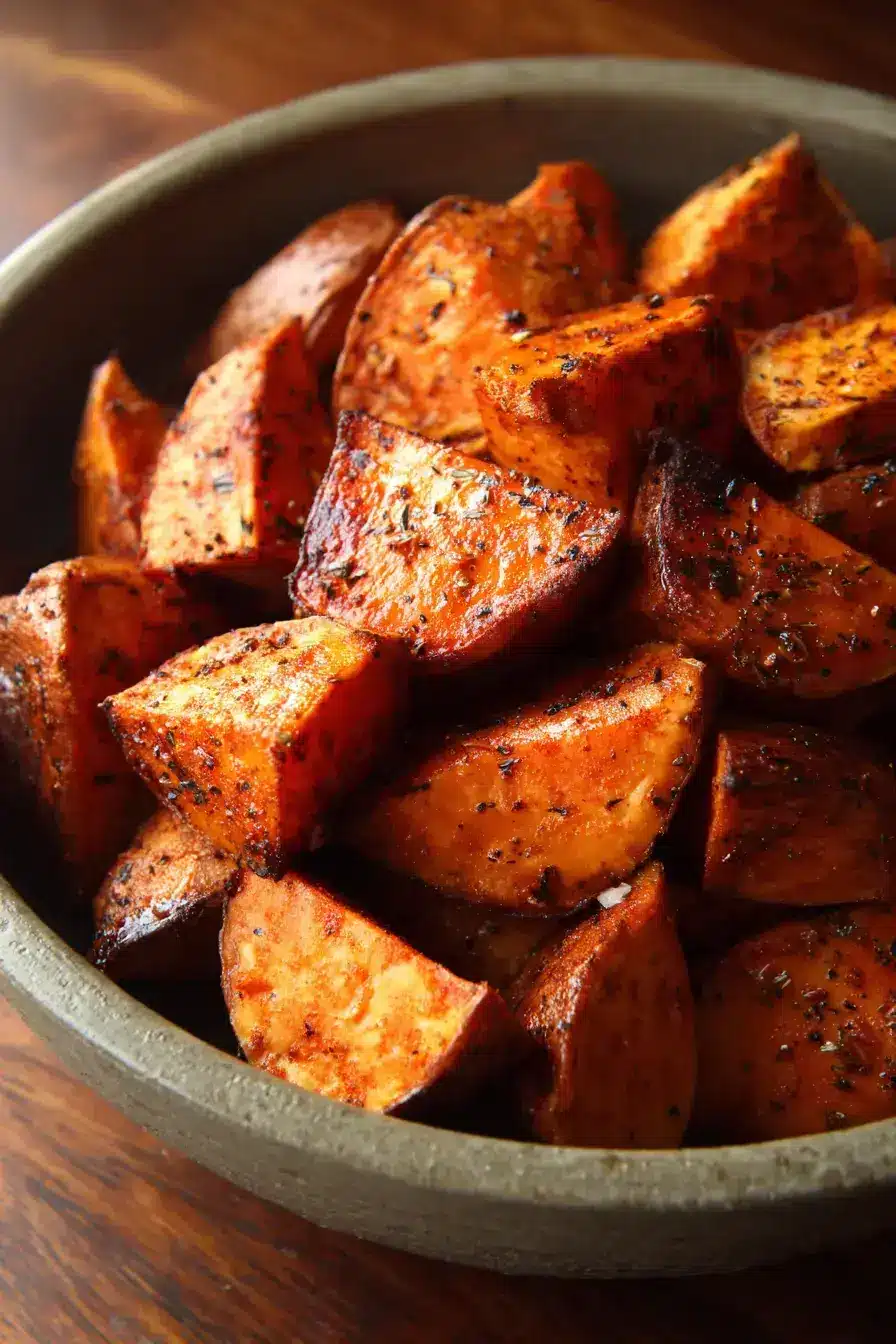 serving Roasted Sweet Potatoes for dinner