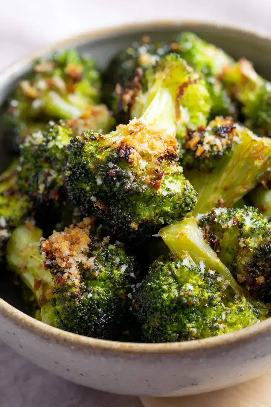 Serving Lemon-Garlic Roasted Broccoli with chicken