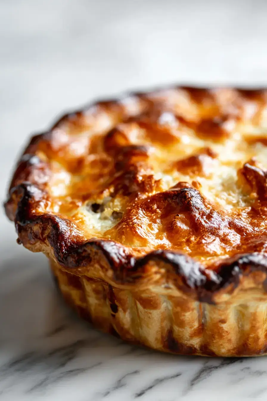 Golden brown Steak Pie Recipe served with seasonal vegetables