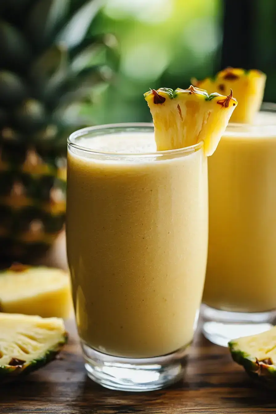Tropical Smoothie Detox served in a tall glass with a colorful straw