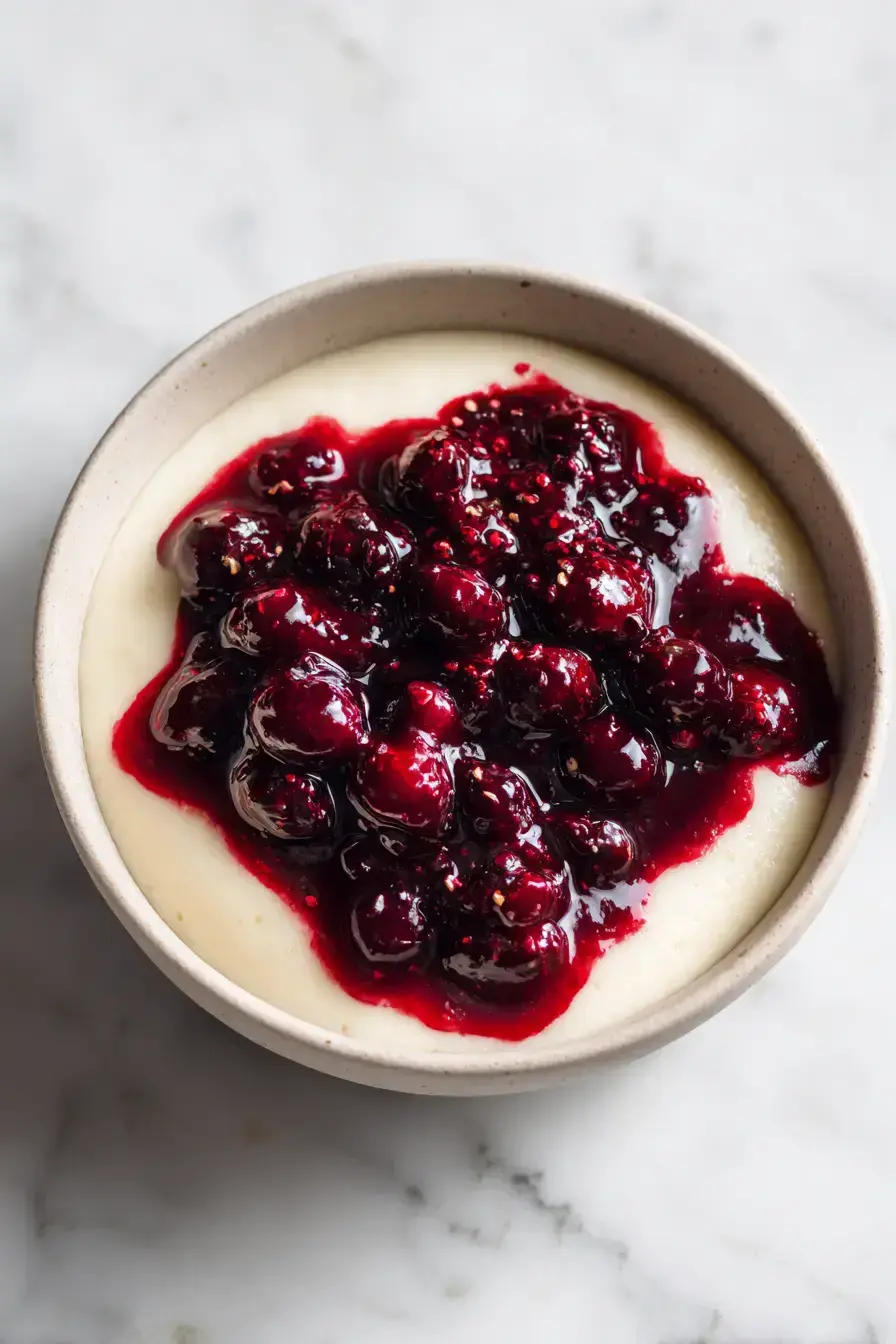 Vanilla Custard Berry Compote serving suggestion