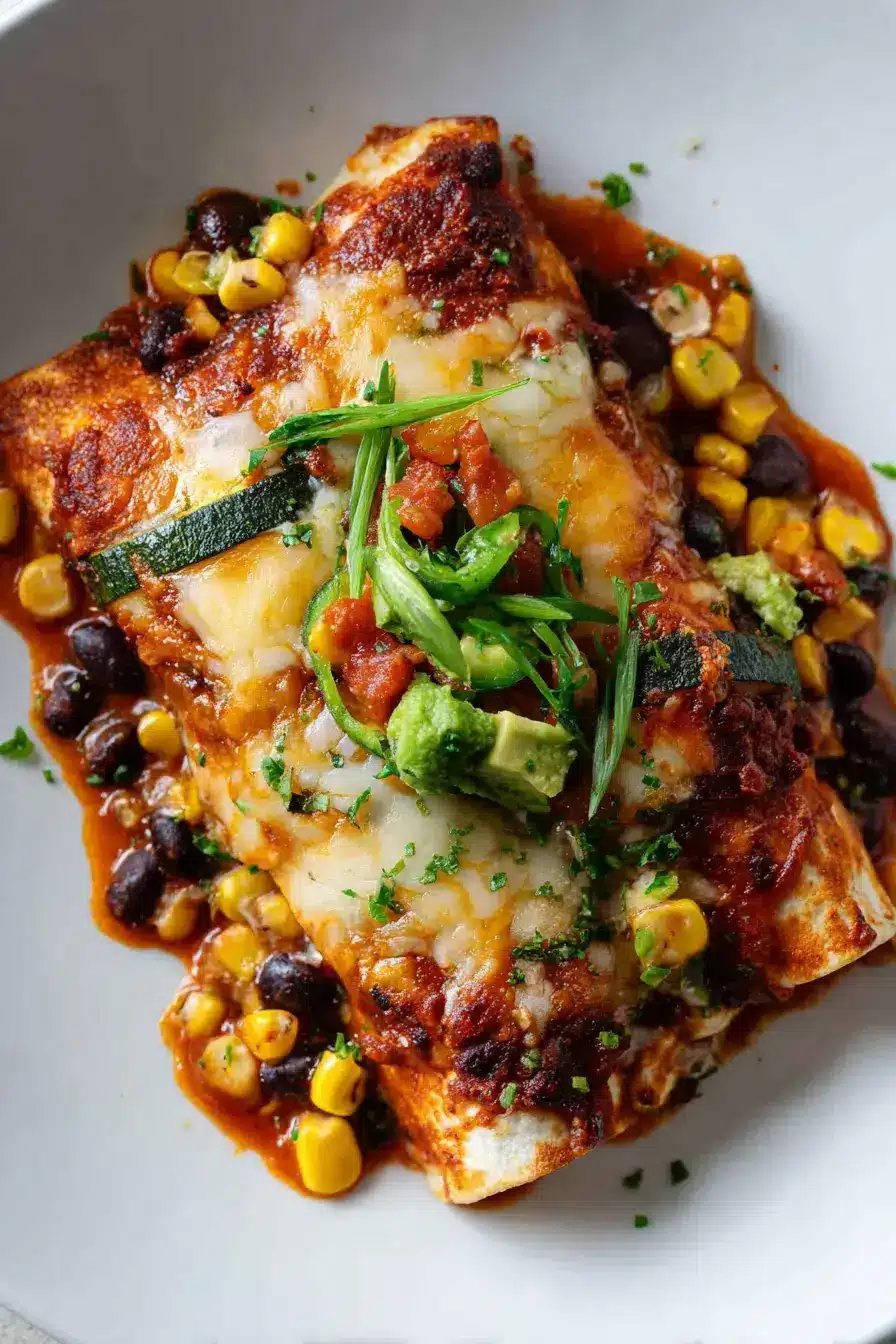 serving Vegetarian Enchiladas for dinner