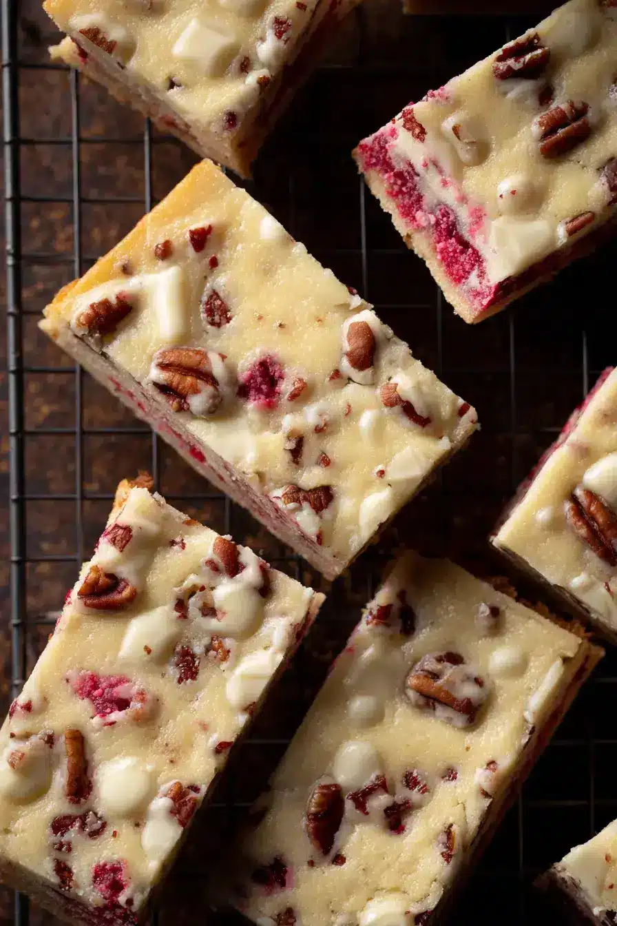 White Chocolate Raspberry Bars served with coffee and ice cream