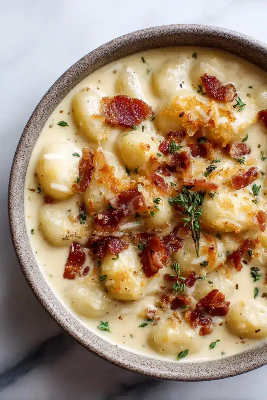 Creamy Bacon Cheddar Gnocchi Soup Recipe