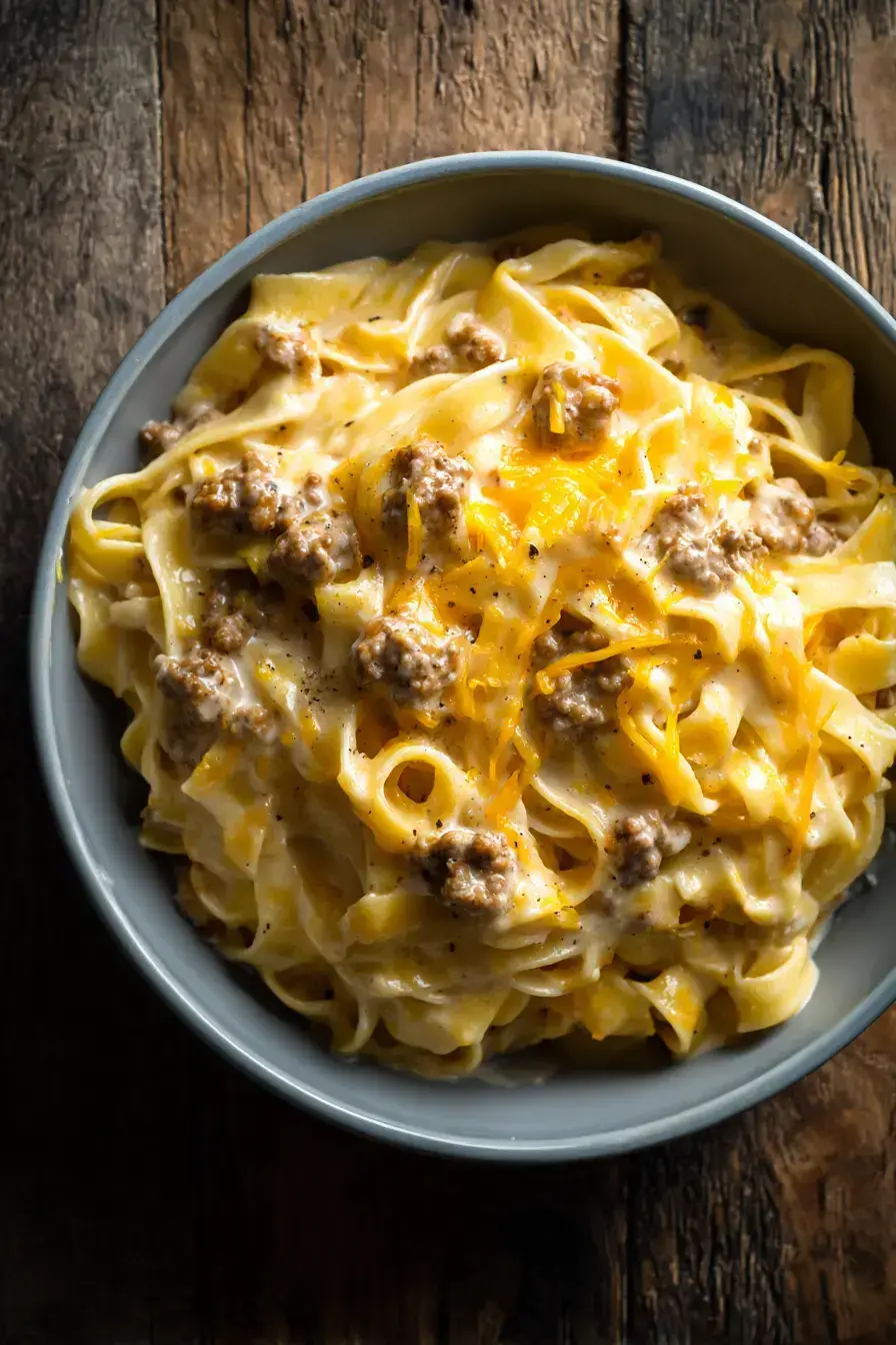 Loaded Bacon Cheeseburger Alfredo Pasta Recipe