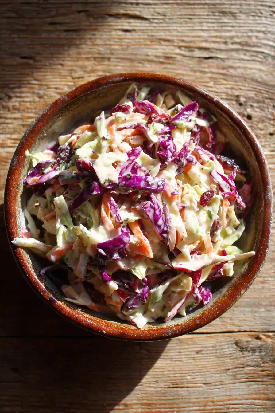 Serving Cranberry Apple Coleslaw at a backyard barbecue with grilled meats