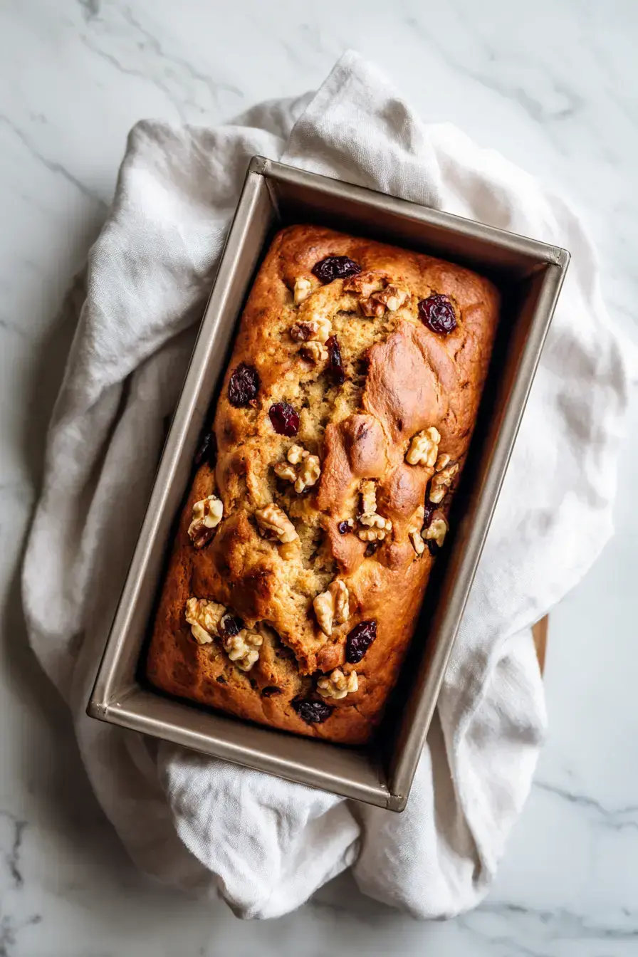Sliced Cranberry Walnut Bread served with butter and coffee for breakfast