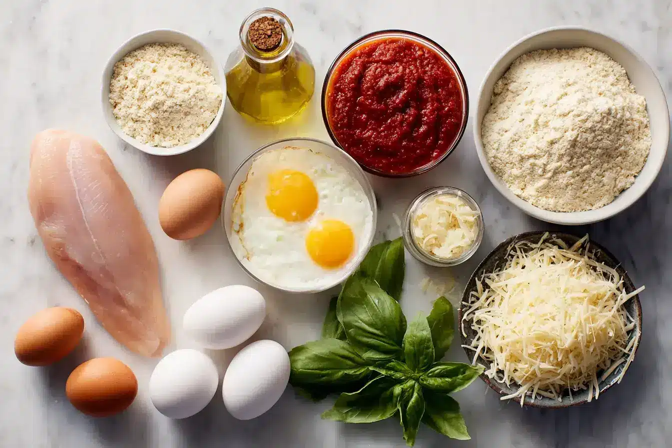 Ingredients for making crockpot chicken parmesan