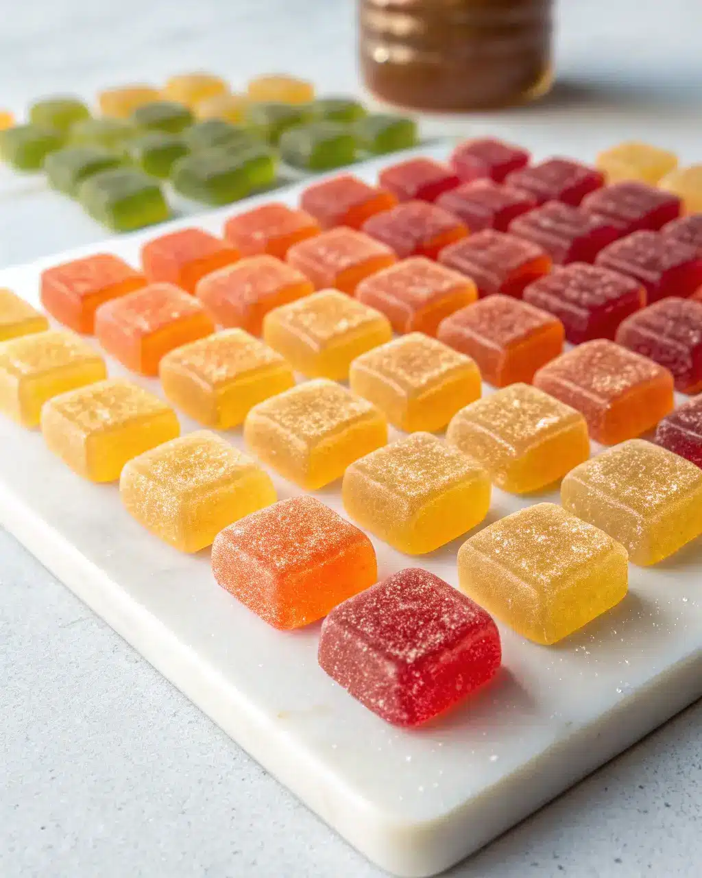 Elisson serving homemade gelatin gummies at a family picnic with fresh fruit
