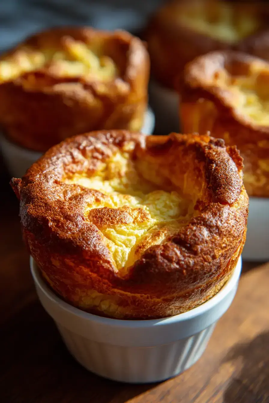 Individual Yorkshire puddings served with roast beef and vegetables on a beautiful platter
