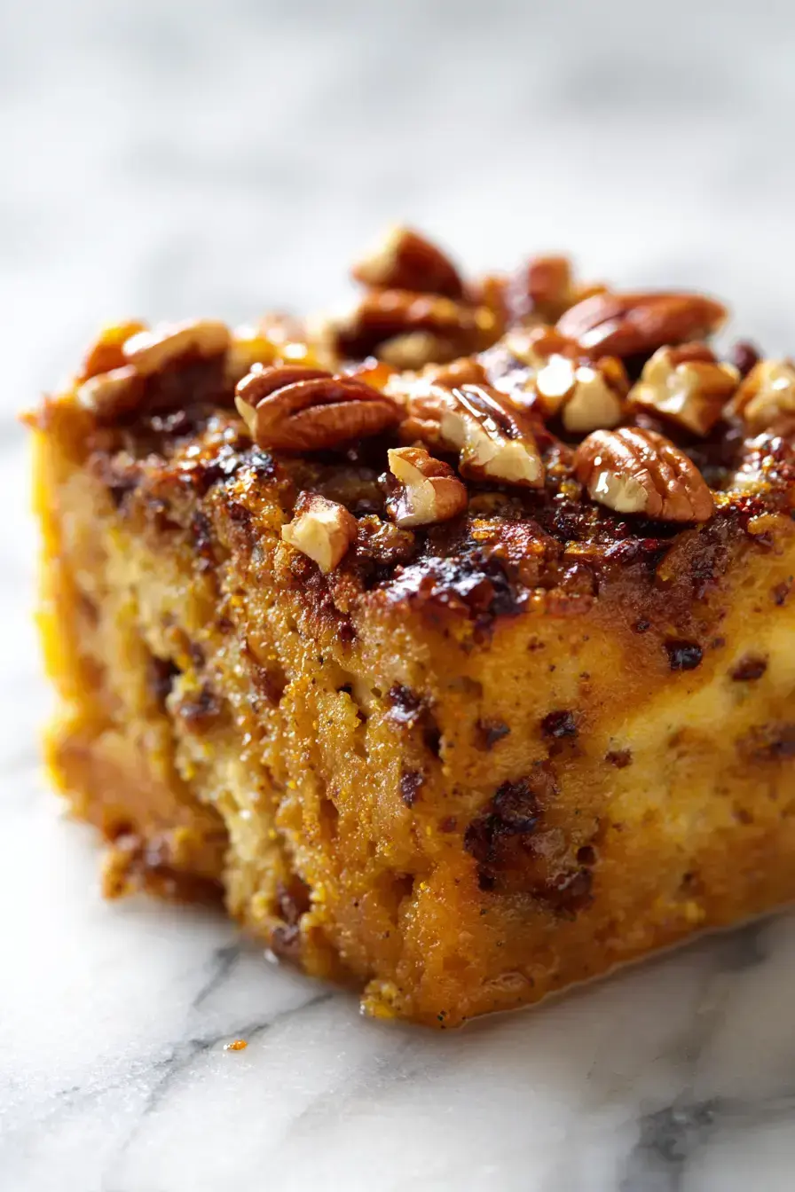 Classic Pumpkin Bread Pudding with Caramel Sauce