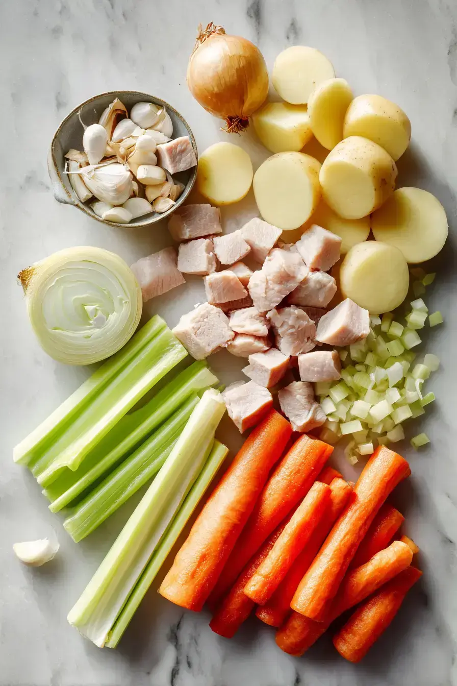 Fresh ingredients for making a delicious Turkey Stew