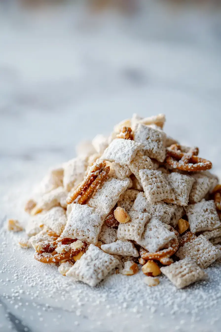 Festive reindeer chow recipe served in rustic bowls at a holiday gathering with family